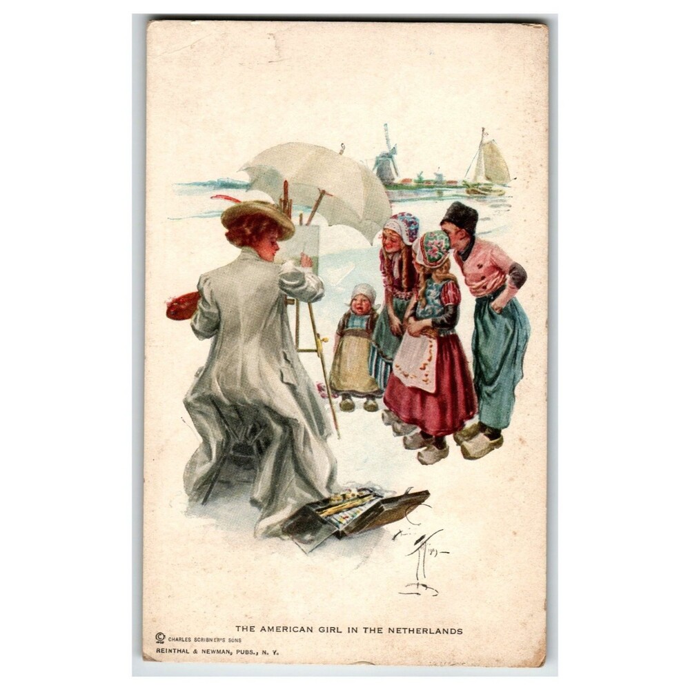 Harrison Fisher American Girl in Netherlands Dutch Children Postcard